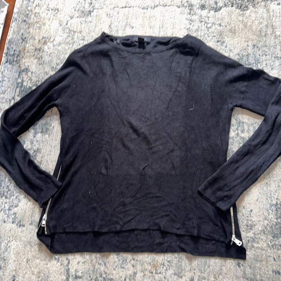 Atmosphere Sweaters - Atmosphere Side Zip Sweater Womens 8 Black Knit Long Sleeve Crew Neck Top